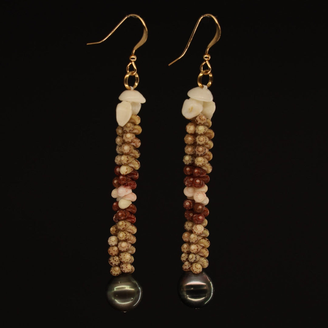 2.5" Niʻihau Shell Earring | Tahitian Pearl