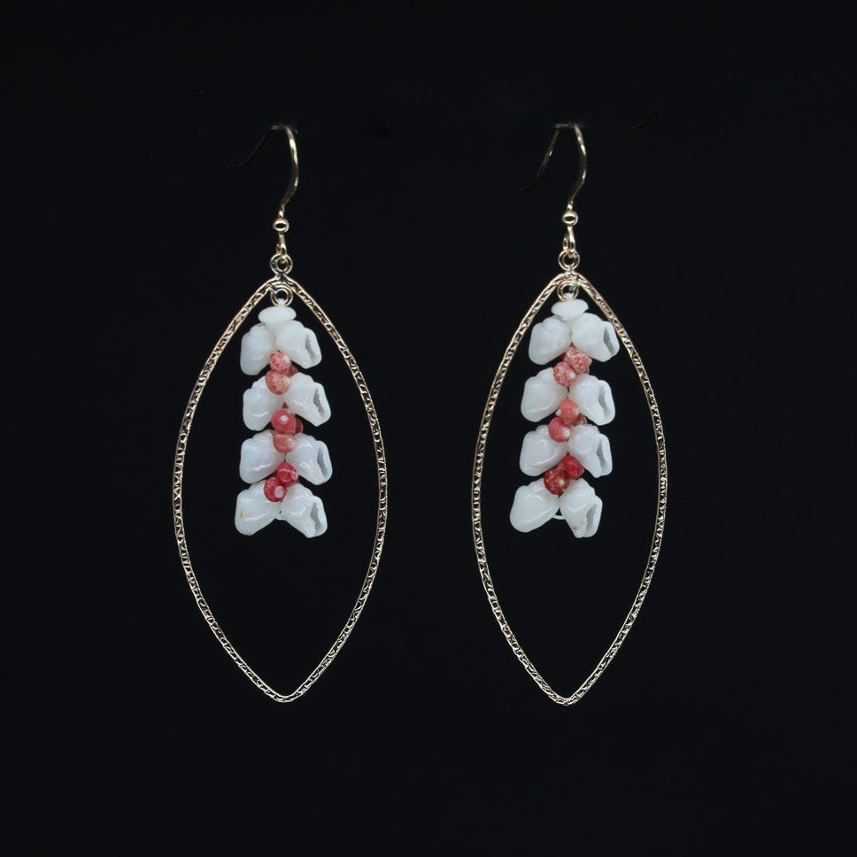 2" Niʻihau Shell Earring | Helekonia | Oval Metal